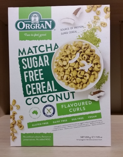 Orgran suikervrije matcha/kokosnoot cereals